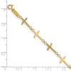 14k Polished and Diamond-cut Crosses 7 inch Bracelet Plus 1 inch Extender