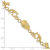 14k Polished and Textured Noahs Ark 7 inch Bracelet