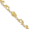 14k Polished and Textured Noahs Ark 7 inch Bracelet