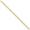14k Polished 4.75mm Diamond-cut Leaf 7 inch Bracelet