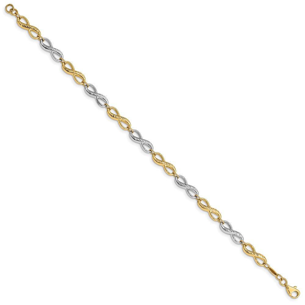 14K Two-tone Infinity Symbol Link 7.5 inch Bracelet