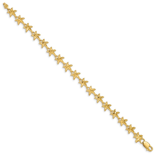 14K Diamond-cut Starfish 7 inch Bracelet