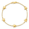 14K Brushed and Polished Puffed Stars 5-Station 7 inch Bracelet