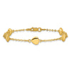 14K Brushed and Polished Puffed Hearts 7 inch Bracelet