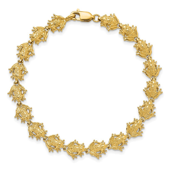 14k Polished Frog 7.25 inch Bracelet