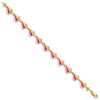 14K Pink and White Enameled 3-D Conch Shell 7.25 inch Bracelet