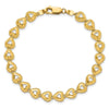 14K Polished Beaded Cut-out Hearts 7 inch Bracelet