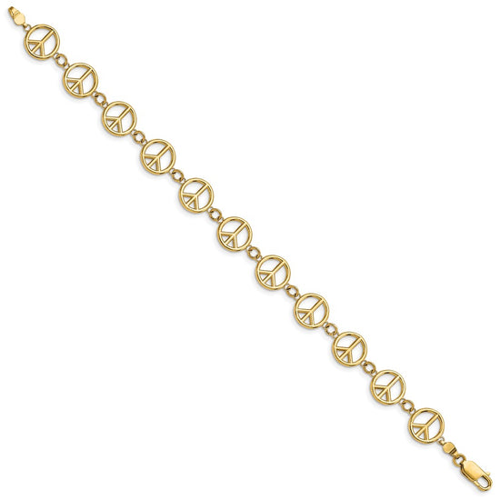 14k Polished Peace Sign 7.5 inch Bracelet