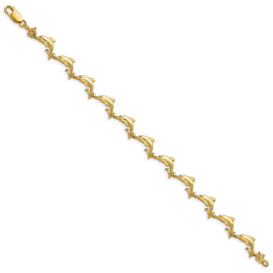 14k Polished Dolphin 7.25 inch Bracelet