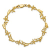 14K Polished and Textured Dolphin and Starfish 7.5 inch Bracelet