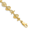 14K Polished Sand Dollar/Clam Shell/Starfish 7.25 inch Bracelet