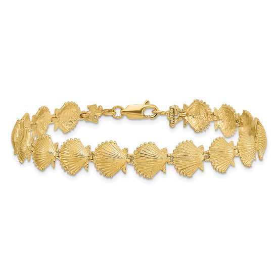 14k Polished Scallop Shell 7.25 inch Bracelet