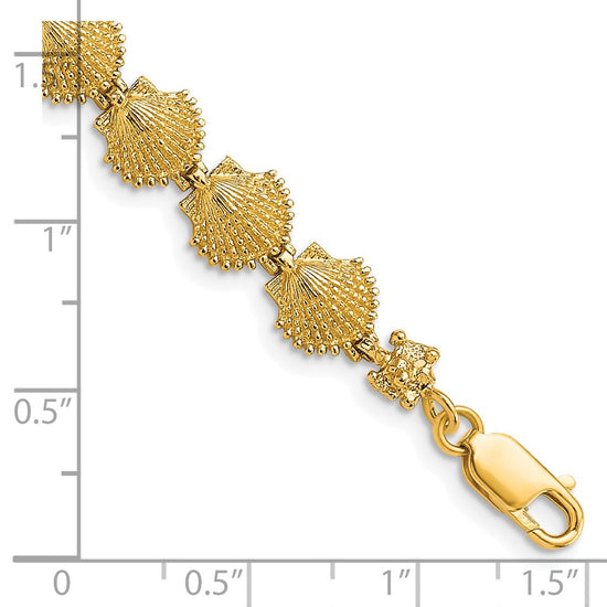 14k Scallop Shell 7 inch Bracelet