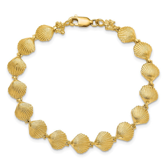 14k Scallop Shell 7 inch Bracelet