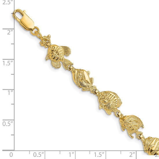 14k Polished Tropical Fish 7.5 inch Bracelet