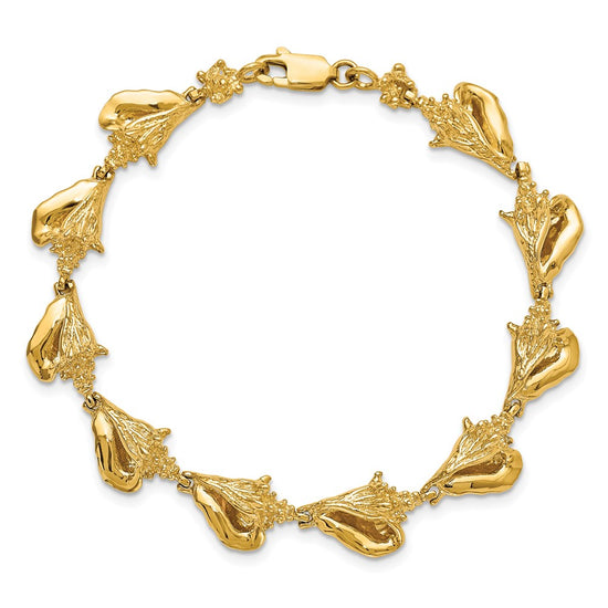 14k Polished 3-D Conch Shell Link 7.25 inch Bracelet