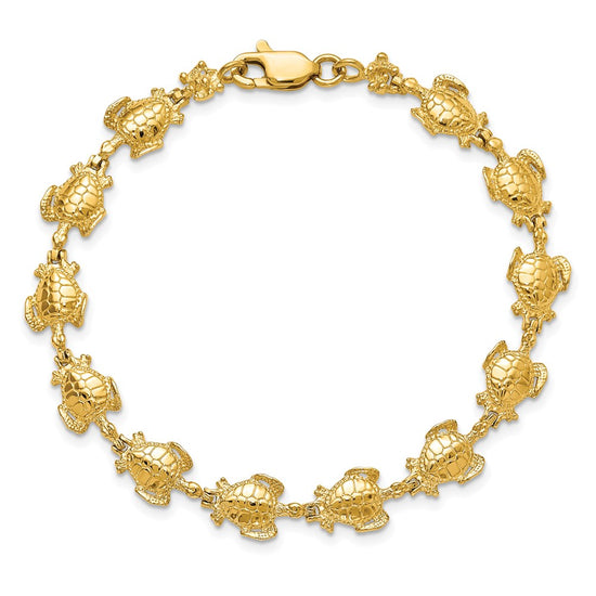 14k Polished Sea Turtle 7.25 inch Bracelet