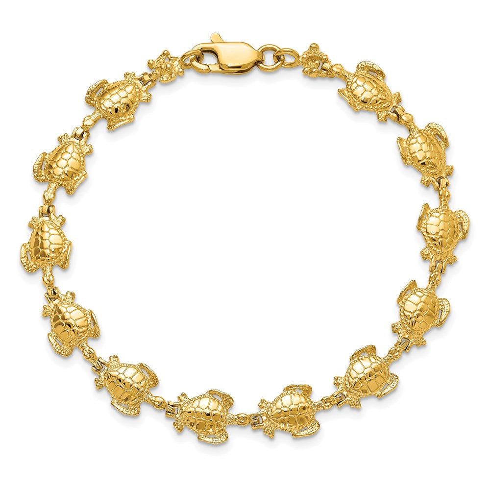 14k Polished Sea Turtle 7.25 inch Bracelet