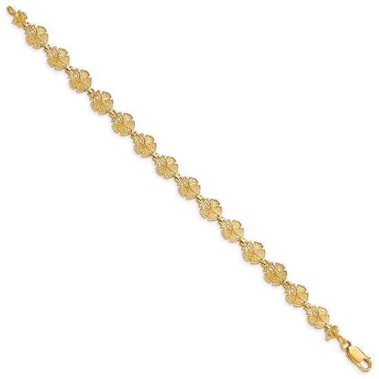 14k Textured Sand Dollar 8 inch Bracelet