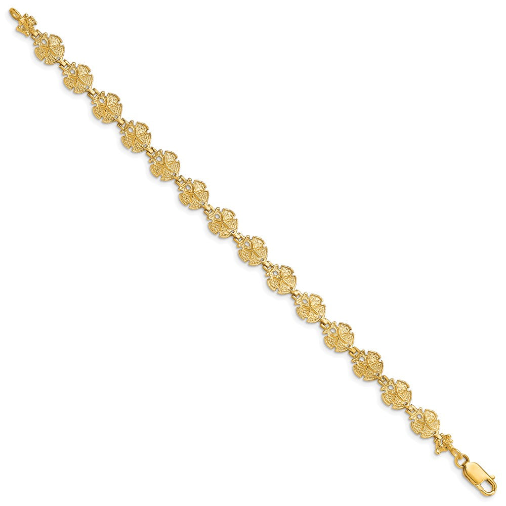 14k Textured Sand Dollar 8 inch Bracelet