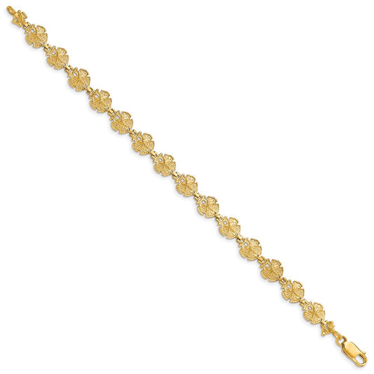 14k Textured Sand Dollar 8 inch Bracelet