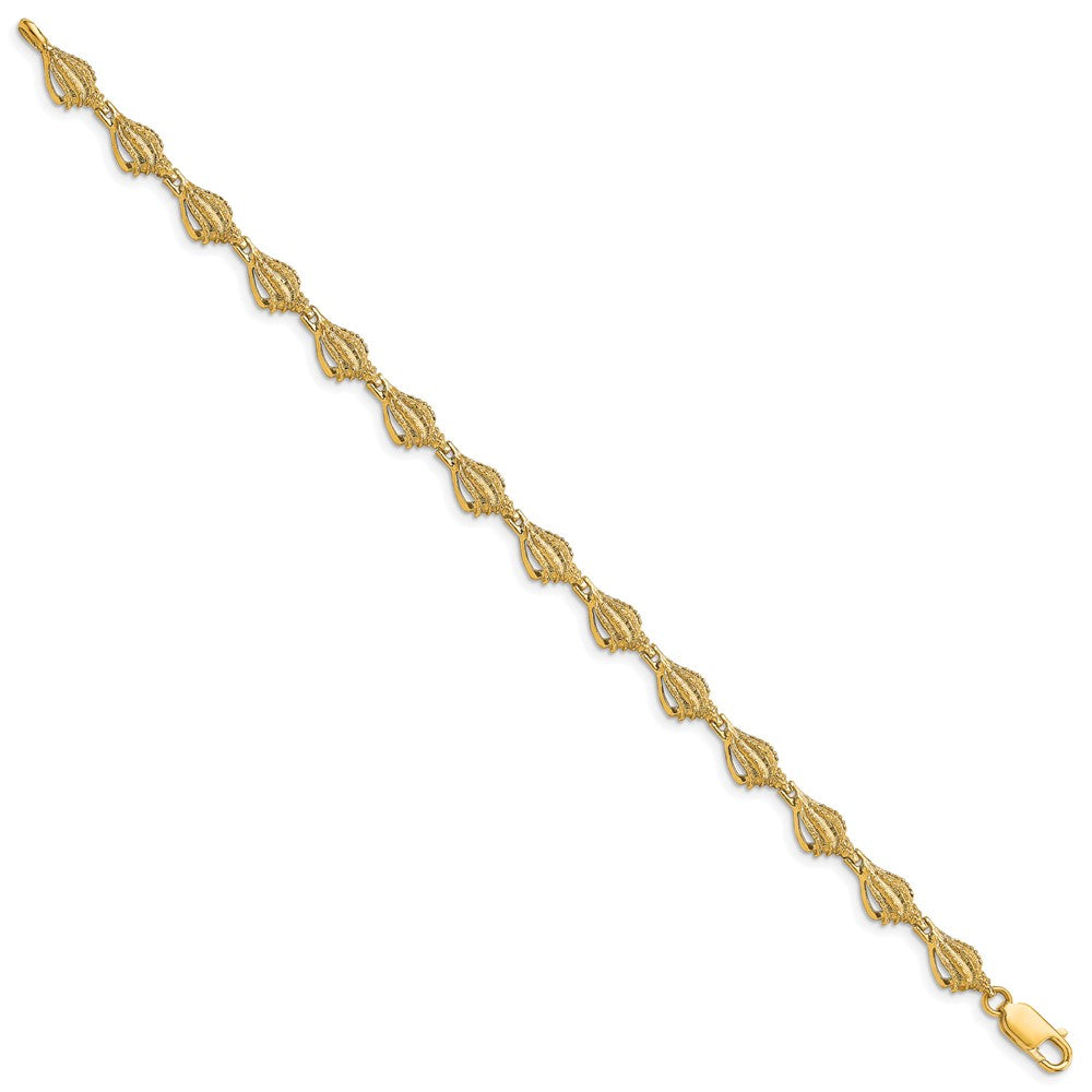 14k Textured Conch Shell 7.25 inch Bracelet