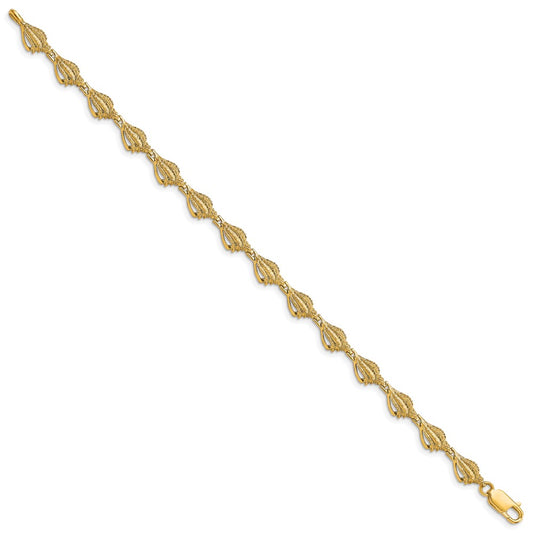 14k Textured Conch Shell 7.25 inch Bracelet
