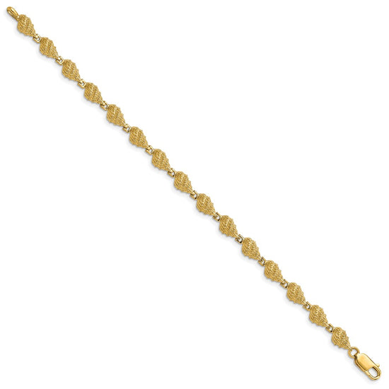 14k Textured Conch Shell 7 inch Bracelet