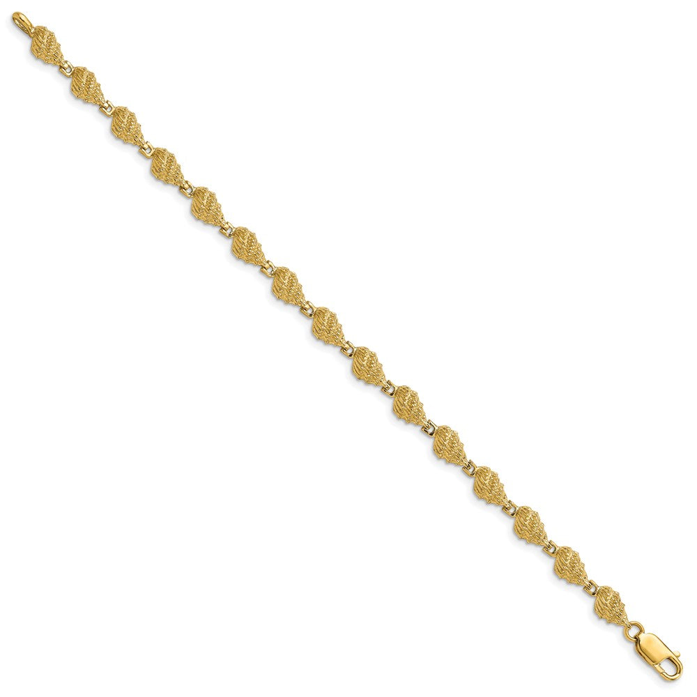 14k Textured Conch Shell 7 inch Bracelet