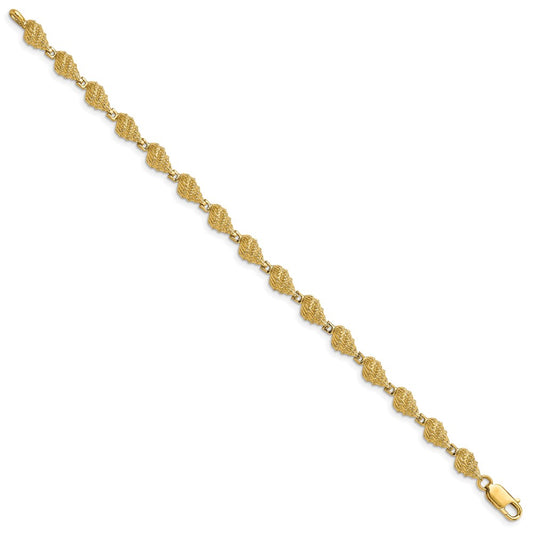 14k Textured Conch Shell 7 inch Bracelet