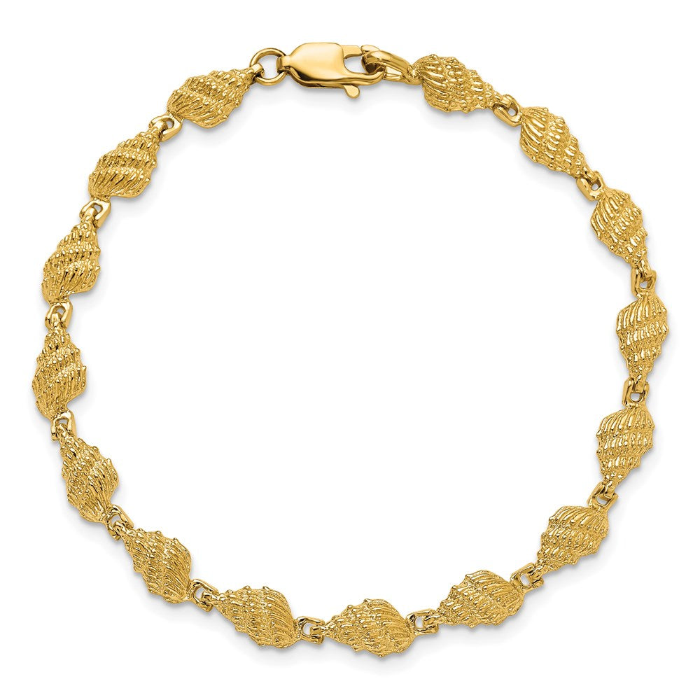 14k Textured Conch Shell 7 inch Bracelet