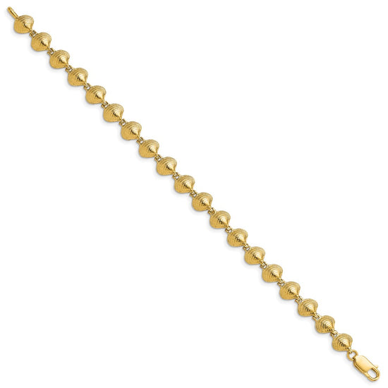 14k Polished Clam Shell 7 inch Bracelet
