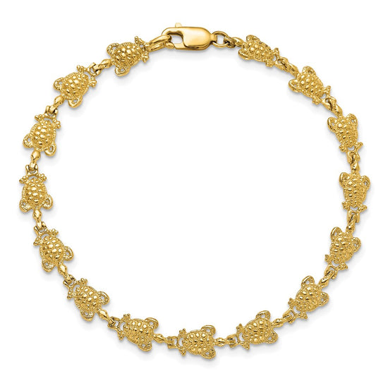 14k Polished Turtle 7.25 inch Bracelet