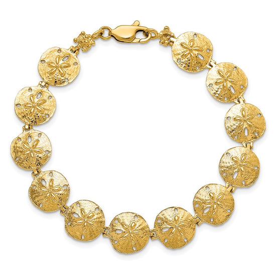 14k Polished Sand Dollar 7 inch Bracelet