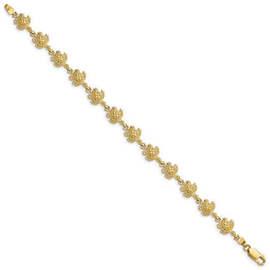 14k Polished Turtle 7 inch Bracelet
