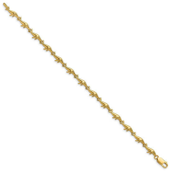 14k Polished Whale 7.5 inch Bracelet