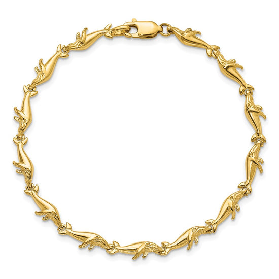 14k Polished Whale 7.5 inch Bracelet