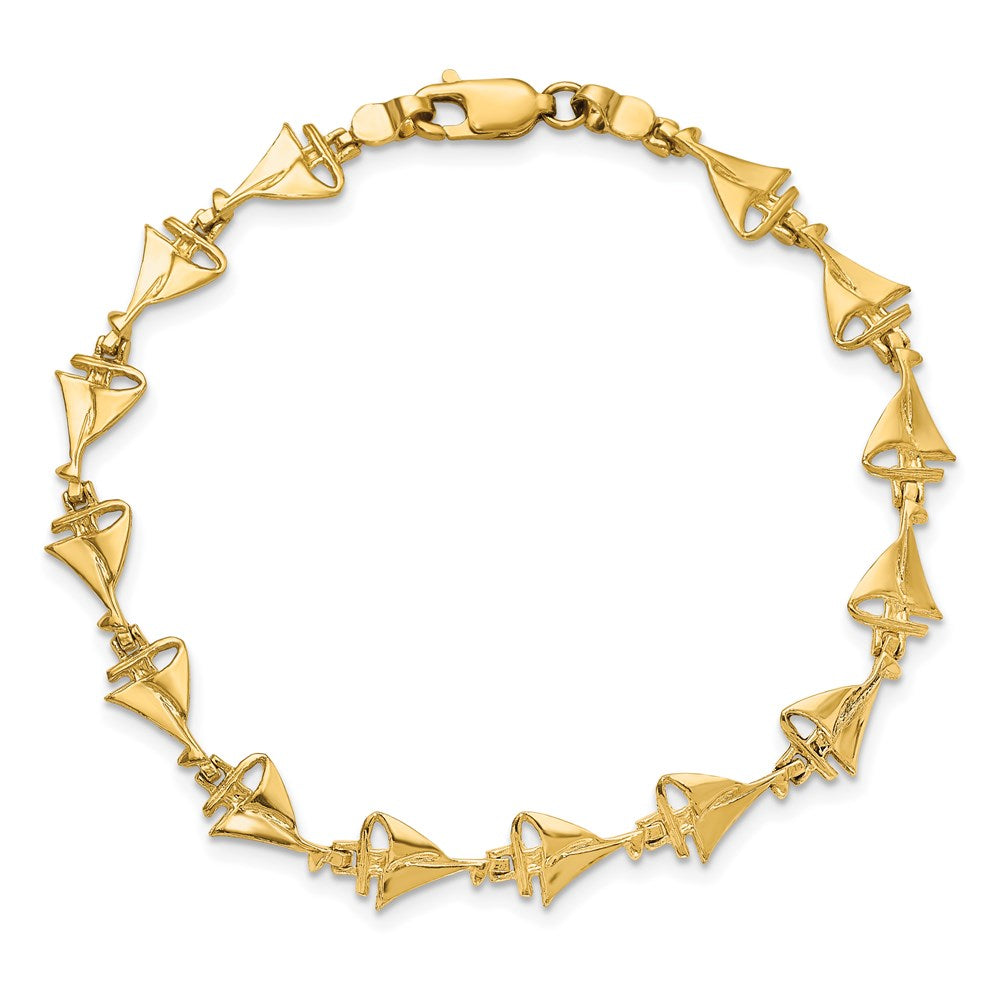 14k Polished Sailboat 7 inch Bracelet