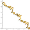 14k Polished Dolphin and Bead 7.5 inch Bracelet