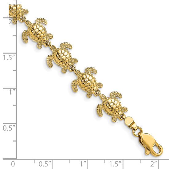 14k Polished Sea Turtle 7.25 inch Bracelet