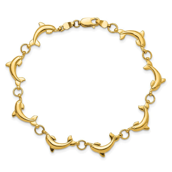 Gold Polished Dolphin Bracelets