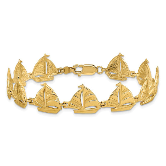 14k Polished Sailboat 7.25 inch Bracelet