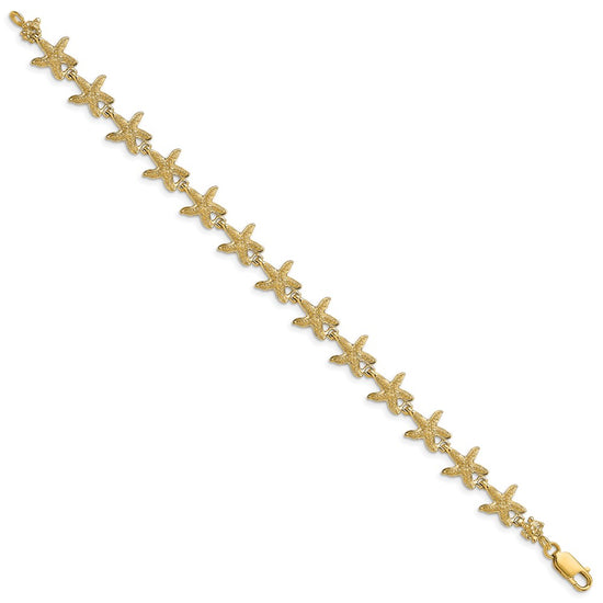 14k Textured Starfish 7.25 inch Bracelet