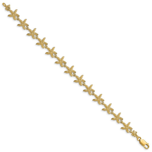 14k Textured Starfish 7.25 inch Bracelet