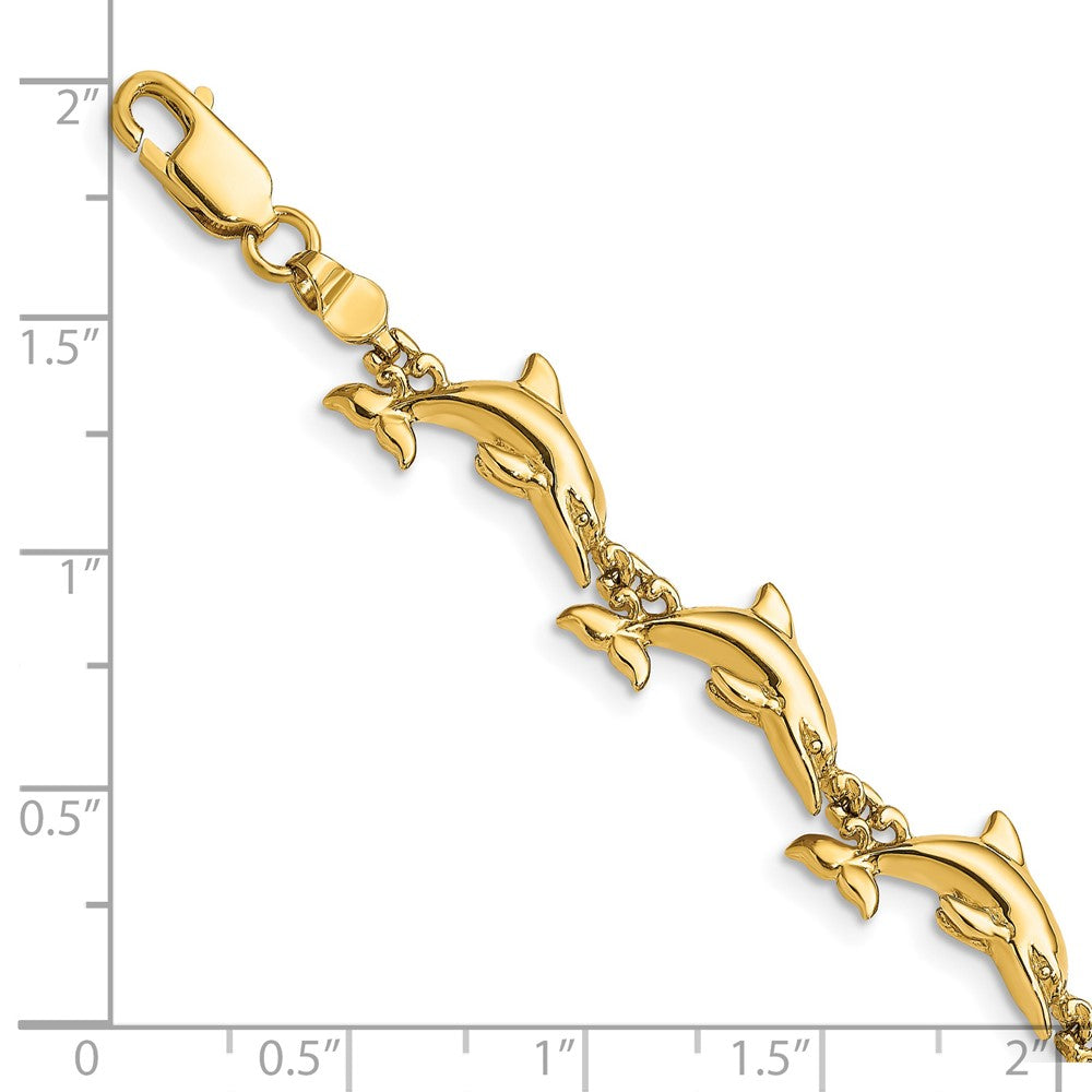 14k Polished Dolphin 7 inch Bracelet