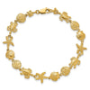 14K Polished Turtle/Sand Dollar/Shell/Starfish Link 8 inch Bracelet