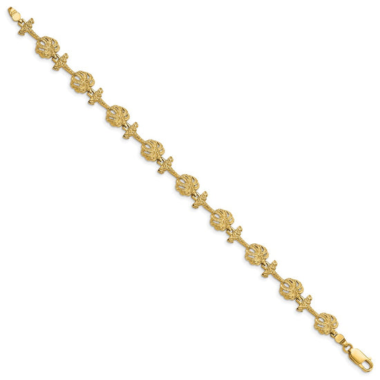14k Textured Palm Tree 7.25 inch Bracelet