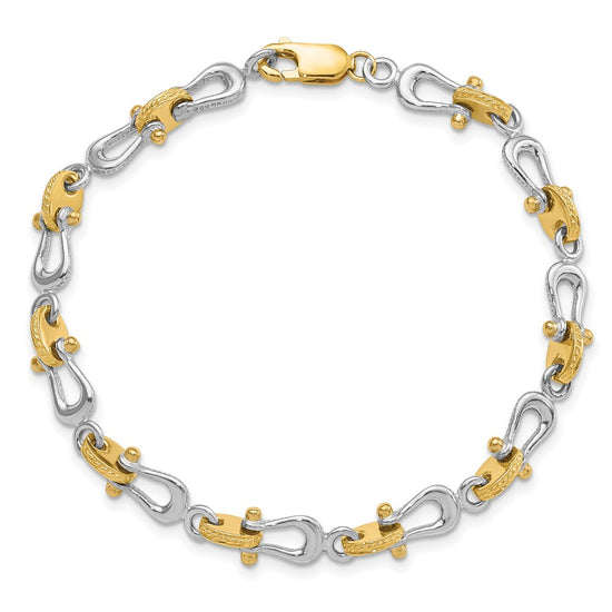 14k Two-tone Polished Anchor Shackle 8 inch Bracelet