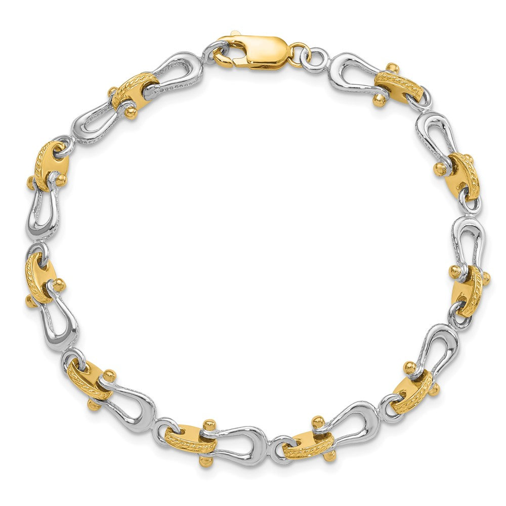 14k Two-tone Polished Anchor Shackle 8 inch Bracelet