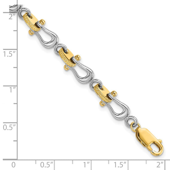 14k Two-tone Polished Anchor Shackle 8 inch Bracelet